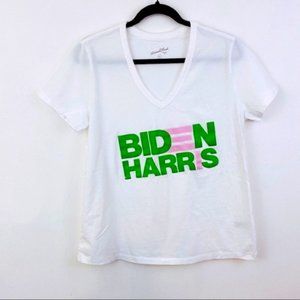 Biden Harris Custom Pink & Green T-Shirt, XL